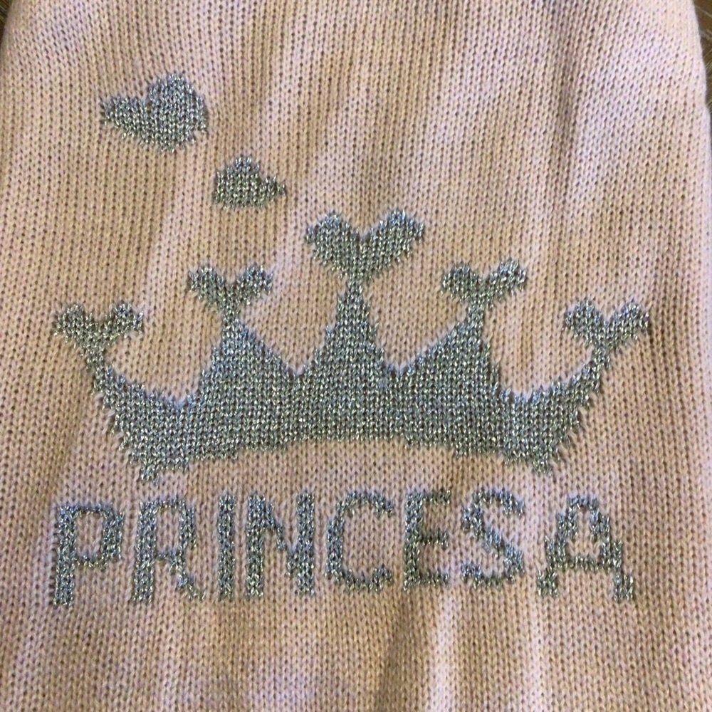 Pet Spirit Pink & Gray Princesa Tiara Pullover Dog Sweater Clothing Size Medium - Picture 2 of 6